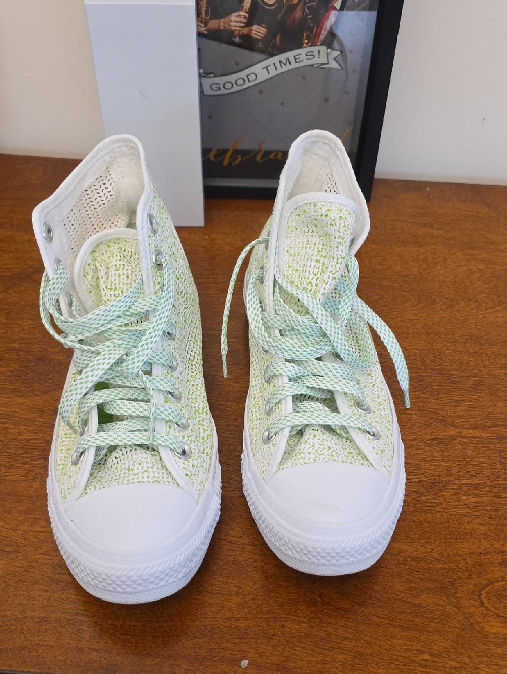 Converse Kids High-Top Sneakers in Mint Green and White